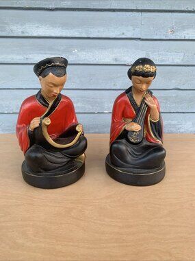 1950s ABCO Alexander Backer Asian Chinese Figurines Chalkware  8" Tall